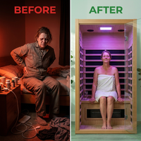 2024 Upgrade 1 to 2 Person Infrared Sauna, Low EMF Infrared Sauna for Home, Indoor Sauna Room, Hemlock Wooden Far Infrared Sauna, Dry Sauna with Bluetooth Speakers, LED Reading and Chromotherapy Lamp — Before & After