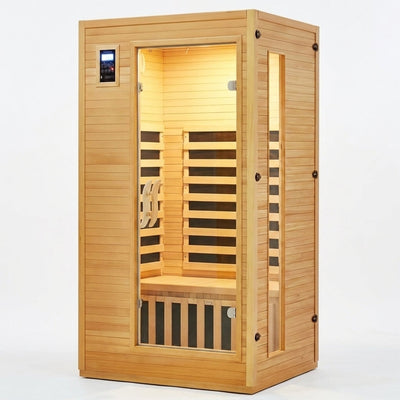 Infrared Sauna Designed for Home Wellness, Low EMF Carbon Panels, Hemlock Wood Construction, Bluetooth Audio