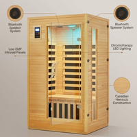 2024 Upgrade 1 to 2 Person Infrared Sauna, Low EMF Infrared Sauna for Home, Indoor Sauna Room, Hemlock Wooden Far Infrared Sauna, Dry Sauna with Bluetooth Speakers, LED Reading and Chromotherapy Lamp — infographic