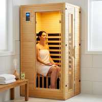 2024 Upgrade 1 to 2 Person Infrared Sauna, Low EMF Infrared Sauna for Home, Indoor Sauna Room, Hemlock Wooden Far Infrared Sauna, Dry Sauna with Bluetooth Speakers, LED Reading and Chromotherapy Lamp — Lifestyle