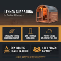 Backyard Discovery Lennon 4-6 Person Traditional Cedar Outdoor Cube Sauna with Porch, Electric Sauna Heater, Sauna Rocks, Dry Heat, Steam Sauna, LED Lights, Wi-Fi Control, Sauna Accessories — Results & Stats