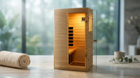 Far Infrared Sauna European Aspen Wood 1 Person Infrared Sauna for Home 905W Low EMF Mini Indoor Sauna with Bluetooth Speakers, Right Door — Lifestyle