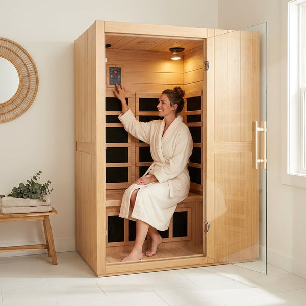 Home Infrared Sauna Built for Daily Recovery, European Aspen Wood, 905W Low EMF, Bluetooth Speakers