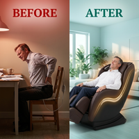 Jin Espresso Synthetic Leather SL Track Massage Chair — Before & After