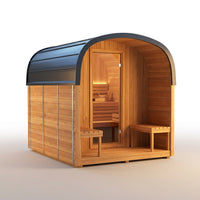 Outdoor Cedar Sauna Designed for Home Wellness, 4-6 Person Capacity, Electric Heater, Wi-Fi Control — Studio Shot