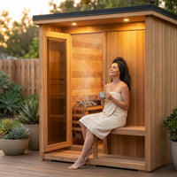 Outdoor Cedar Sauna Designed for Home Wellness, 4-6 Person Capacity, Electric Heater, Wi-Fi Control — Lifestyle