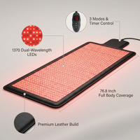 Red Light Therapy Mat for Full Body, 76.8'' X 33.4'' Red Light Therapy Blanket, 1370 (660Nm & 850Nm) Leds for Home Use, 3 Modes & Adjustable Timer, Premium Leather — infographic