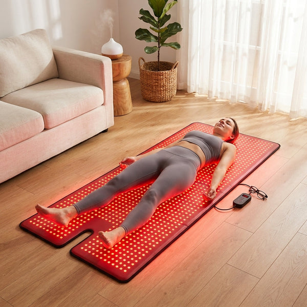 Red Light Therapy Mat Designed for Full Body Sessions, 1370 LEDs, 660nm 850nm Wavelengths, Premium Leather